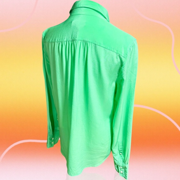 J. Crew ‘Blythe’ 100% Silk Button-Down Shirt w/ Breast Pockets in Seafoam Green - Picture 12 of 16